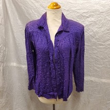 Vintage Bonwit Teller Levante Women&#39;s 100% Pure Silk Purple Blouse, Size 8 - $49.49