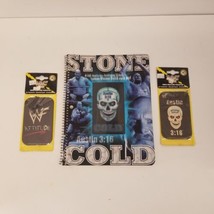 Vintage Stone Cold Steve Austin Lenticular Notepad &amp; 2 Bonus WWF Air Fre... - $19.75