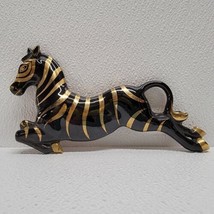 Vintage Lefton Black and Gold Zebra Wall Decor Plaque Foil Label Japan - £47.89 GBP