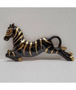 Vintage Lefton Black and Gold Zebra Wall Decor Plaque Foil Label Japan - £47.89 GBP