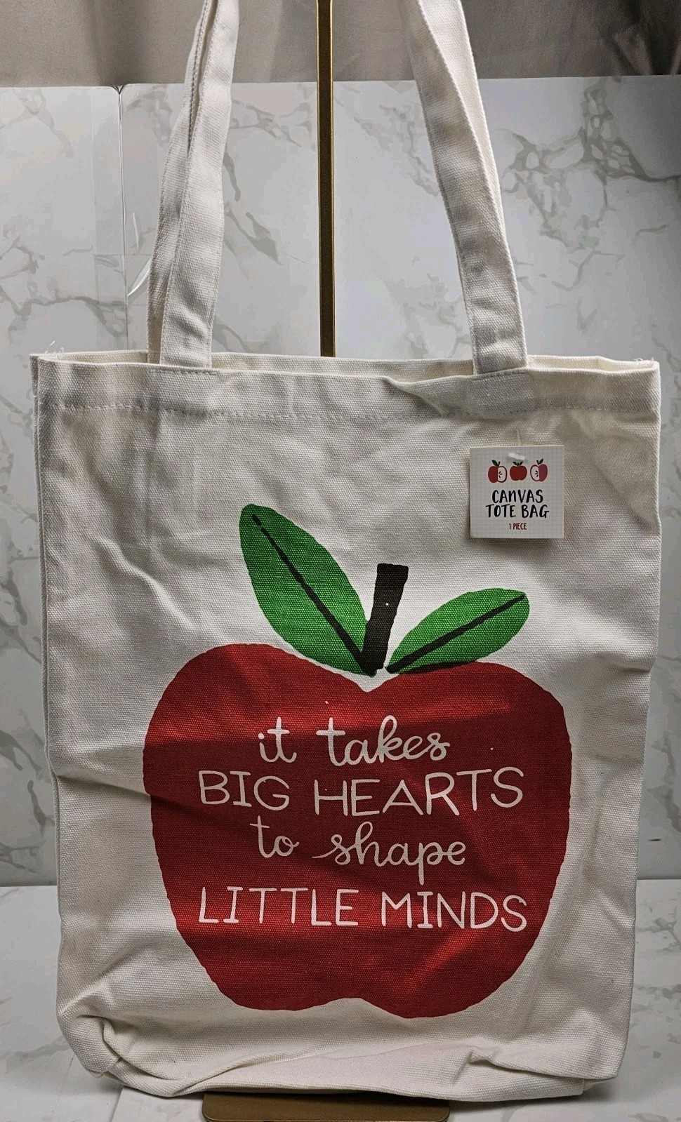 Canvas Apple Design Teacher Tote - $2.99
