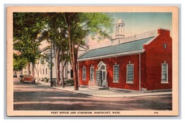 Post Office and Atheneum Building Nantucket Massachusetts MA Linen Postcard N26 - £2.33 GBP
