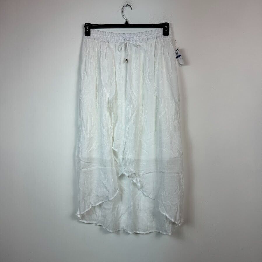 Thalia Sodi Womens XL White Asymmetrical Hem Gold Aglet Detail Skirt NWT... - $11.03