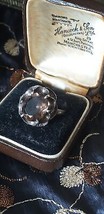 Antico vintage vittoriano 1890-s argento quarzo fumé anello misura US 8.5, UK R - £92.55 GBP