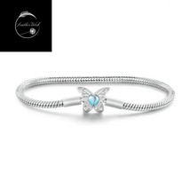 Genuine Sterling Silver 925 Butterfly Moonstone Charm Bracelets 17 cm &amp; 19 cm - £34.69 GBP