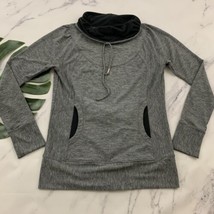 Prana Funnel Cowl Neck Pullover Sweater Size M Heather Gray Front Pocket  - $27.71