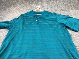 Alan Flusser Polo Shirt Mens X-Large Golf  Mercerized Cotton Stripes Tennis Aqua - £8.12 GBP