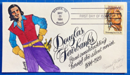 U.S. #2088 Douglas Fairbanks FDC Hand-painted Goldberg Cachet 1984 - £9.63 GBP