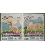 Lot of 2 3D Wood Puzzles - T-Rex and Triceratops - £14.59 GBP
