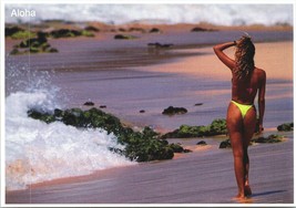 Aloha walk this way island Girl Postcard Risque Beach ocean bikini sexy Hawaii - £9.06 GBP