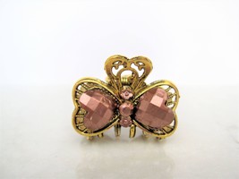 Small mini rose gold/copper tone metal heart hair claw clip - £5.56 GBP