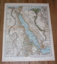 1915 Original Antique Map Of Egypt Sudan Nile Cairo / Saudi Arabia Mecca Africa - $29.47