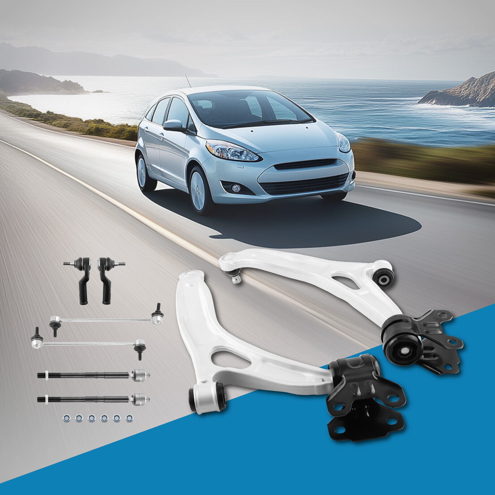 8x Front Lower Control Arms Tie Rods LH RH For 2012 2013-2018 Ford Focus C-Max