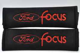 2 pieces (1 PAIR) Ford Focus Embroidery Seat Belt Cover Pads (Red on Black) - $16.99