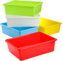 Wuweot 5 Pack Large Storage Bins, Plastic Stackable 15&quot; X 11.5&quot; Classroom - £32.74 GBP