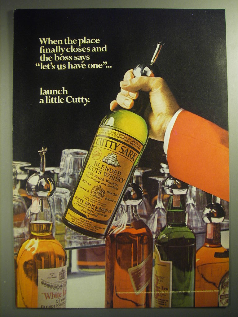 1974 Cutty Sark Scotch Ad - When the place finally closes and the boss says - $18.49