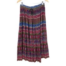 Petite Sophisticate Maxi Skirt S Multicolor Printed Broomstick Crinkle Peasant  - £15.96 GBP