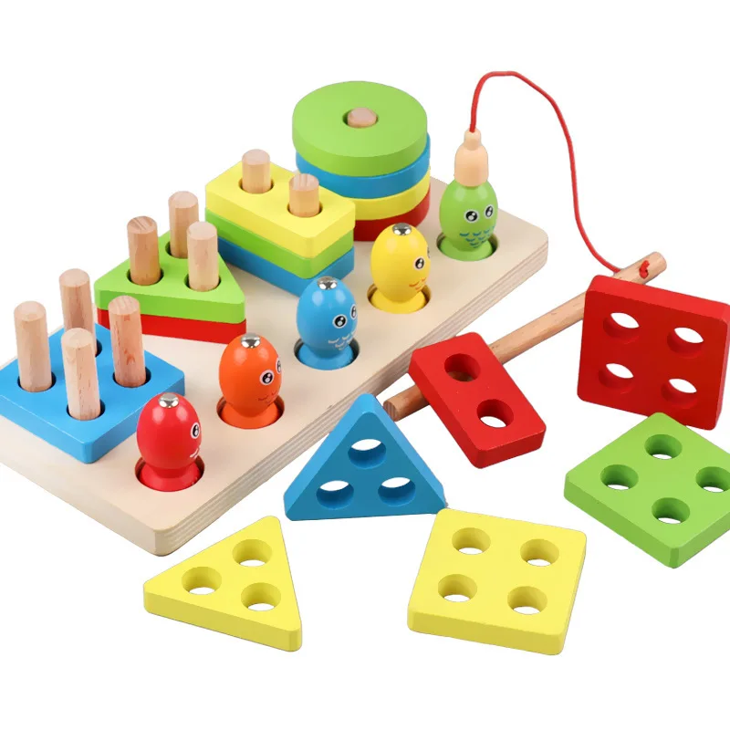 Montessori Toys 3 4 5 Years 2 in 1 Educational Wooden Toys Development Shape - £15.16 GBP+