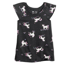 NEW Toddler Girls Unicorn Flutter Sleeve Top size 2T black tank top shirt - £5.58 GBP