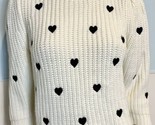 Anthropologie White with Black Heart Print Cropped Long Sleeve Turtlenec... - $52.24