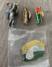 Golf Lapel Pin Lot Of 4 Angel, Golf bag, Chip In &amp; Green - $13.88