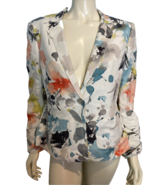 Jones Wear Off White Colorful Floral One Button Lined Blazer Size 10 - €32,75 EUR