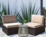 Homall 2 Pcs. All Weather Pe Rattan Wicker Patio Sectional Sofa With Cus... - £184.26 GBP