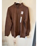 Croft & Barrow Men Extra Soft Fleece Lined Long Sleeve Pullover LG Brown 1/4 Zip - $352.34 MXN