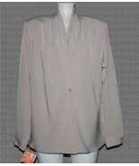 VTG Yves St. Clair 2 Taupe Shawl Pleated Collar 2-Button Blouse Wm&#39;s 16W... - $466.66 MXN