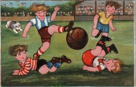 Sports Artist Margaret Boriss Childrens Football Game Postcard Z4 - £10.14 GBP