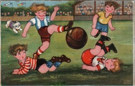 Sports Artist Margaret Boriss Childrens Football Game Postcard Z4 - £10.01 GBP