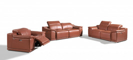 Three Piece Indoor Camel Italian Leather Six Person Seating Set - $11,074.22 CAD