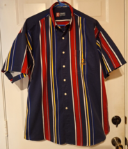 Vintage 90s Chaps Ralph Lauren Colorblock SS Shirt Button Down Stripe Sz L - $19.40