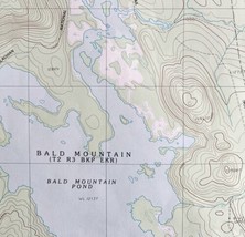 Map Bald Mountain Pond Maine USGS 1989 Topographic Geo 1:24000 27x22&quot; TOPO18 - £16.81 GBP