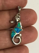 Seahorse Pendant With Opals And Cubic Zirconia Set In Sterling Silver - £23.96 GBP