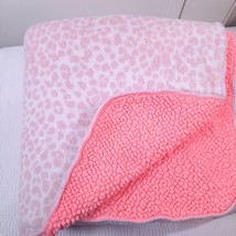 Carters Just One You Baby Blanket coral pink Leopard Giraffe Print Sherpa white - $26.00