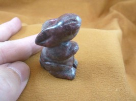 (Y-BUN-ST-563) Little Pink Gray Bunny Rabbit Baby Hare Gemstone Carving Figurine - £10.95 GBP