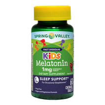 Spring Valley Fast Dissolve Kids Melatonin Chewable Tablets, 1 mg, 60 Count - £16.42 GBP