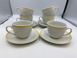 Set of 5 Williams-Sonoma BRASSERIE YELLOW Cups &amp; Saucers Made Japan + - £58.98 GBP