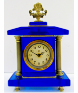 1920s Seikosha Blue Glass and Brass Table Clock - $3,537.85 MXN
