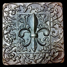 Fleur de Lis Lys Leis Leaf Decorative Backsplash Sculpture Tile Dark Bronze - $19.79