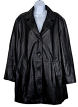 Modern Essentials Women&#39;s Sz XL Long Black Leather Coat - £22.26 GBP