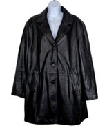 Modern Essentials Women&#39;s Sz XL Long Black Leather Coat - £21.90 GBP
