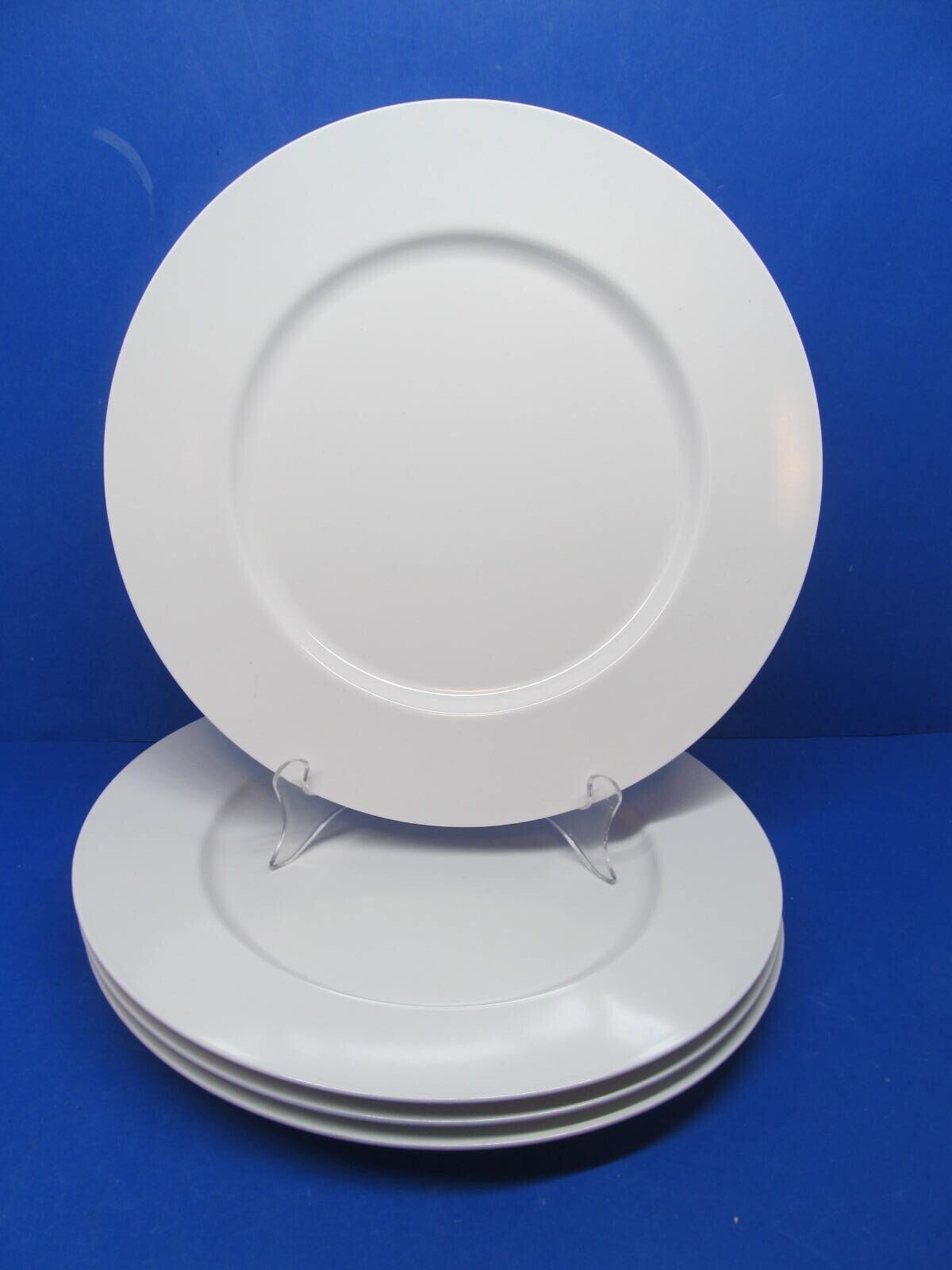 Crate And Barrel Bodum White Set Of 4 Melamine 11" Dinner Plates GUC - £30.67 GBP