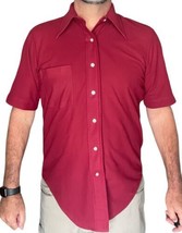 Vintage 70s Arrow Knits Mens L Scrambler Knit Red Polyester Polo Collar ... - $23.00