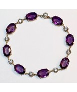 Victorian amethyst diamond PASTE sterling SILVER gold gilt Riviere bracelet - $7,854.58 MXN