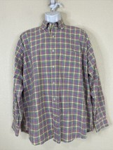 Alan Flusser Men Size L Colorful Check Button Up Shirt Long Sleeve Pocket - £6.45 GBP