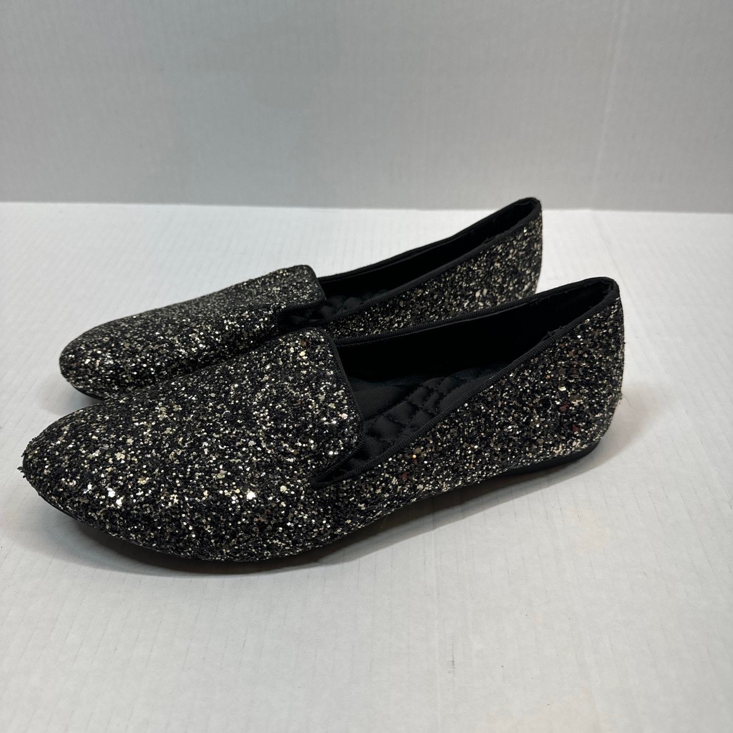 Birdies Starling Flat in Starlight Glitter Womens Black Gold Loafer Chic Size 8 Item image 2
