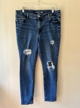 Old Navy Sz 16 Mid Rise Rockstar Super Skinny Distressed Jeans Stretch P... - $295.71 MXN