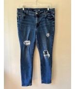 Old Navy Sz 16 Mid Rise Rockstar Super Skinny Distressed Jeans Stretch P... - $289.51 MXN